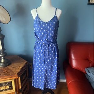 O’Neill blue and off white flamingos sun midi dress EUC